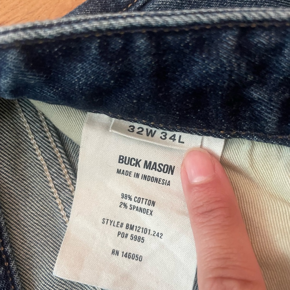 BUCK MASON Maverick Slim Blue Jeans 32x34 - Picture 3 of 5
